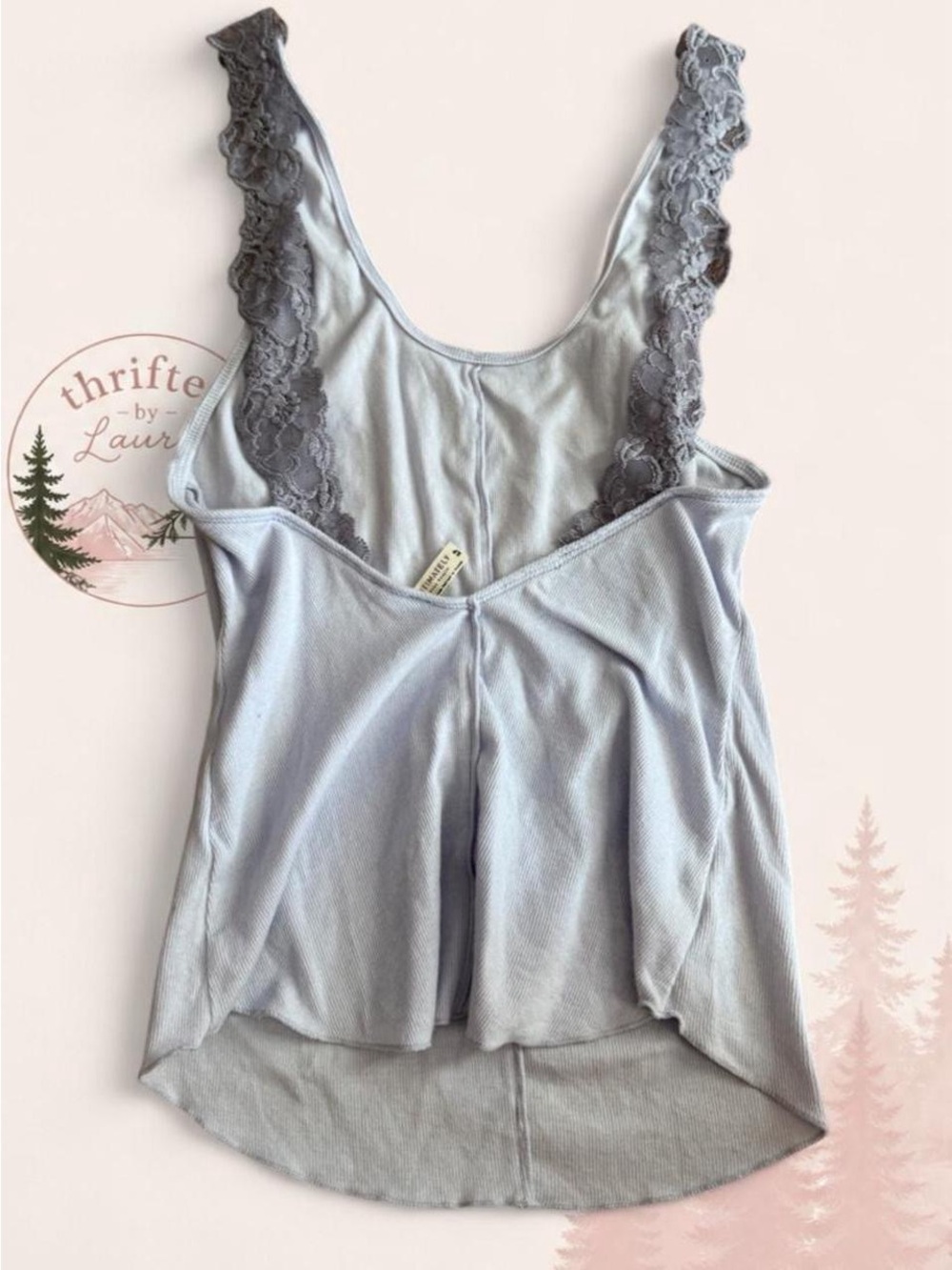 Free People Intimately Ribbed Lace Trim Tank Top Women’s S